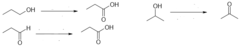 <p>makes carboxylic acids when it can or ketones</p><p>1º alcohol -> carboxylic acid</p><p>aldehyde -> carboxylic acid</p><p>2º alcohol -> ketone</p>