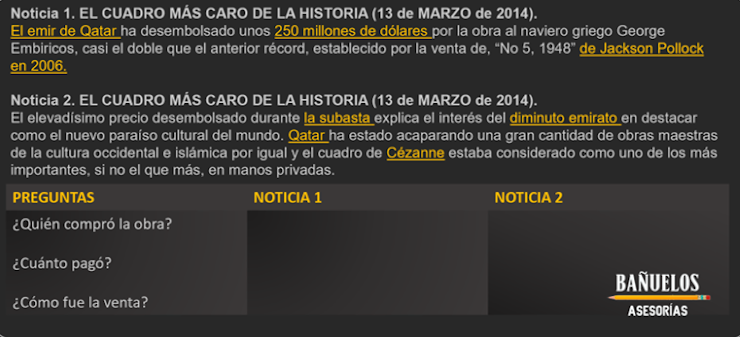 <p><span><span>4. Lee la siguiente noticia y ubica los conceptos subrayados</span></span></p><p><span><span>que respondan los preguntas.</span></span></p><p><span><span>Algunas respuestas pueden quedar vacías.</span></span></p>
