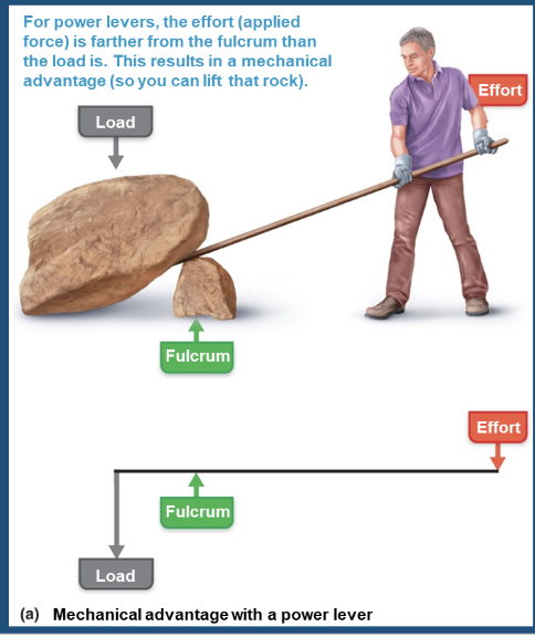 <p>mechanical advantage with a power lever </p>