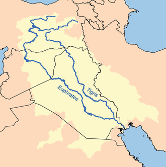 <p>The western river of Mesopotamia, which is longer ($$2,800\,km$$) but slower and wider.</p>