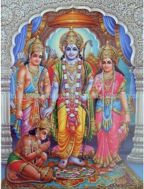 <p>Who is pictured at the center of the three standing figures?</p>