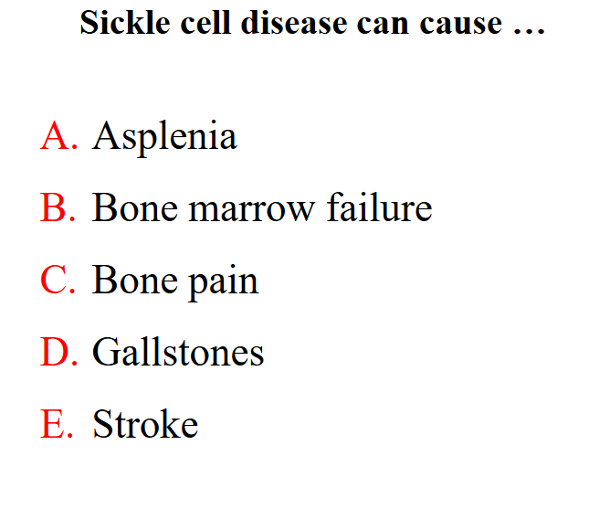 <p>Sickle cell disease can cause</p>