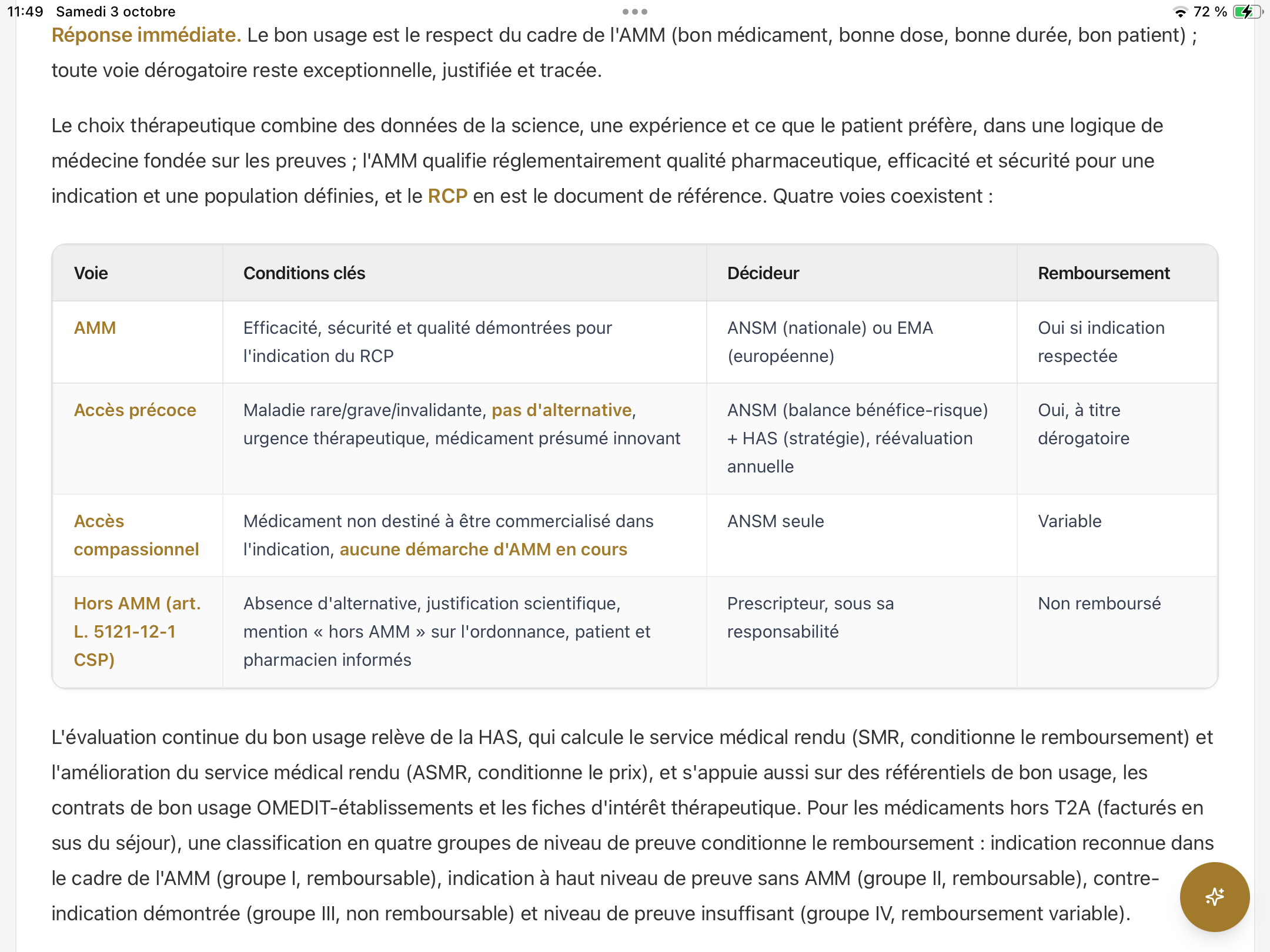 <p>Non, ce n’est pas accès précoce </p><ul><li><p>ANSM seule décide, pas HAS </p></li><li><p>Remboursement est variable </p></li></ul><p></p>