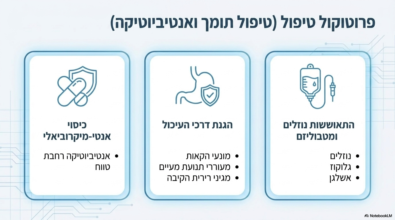 <ul><li><p><strong>הטיפול התרופתי והתומך (זהה לכלבים):</strong></p><ul><li><p>מתן נוזלים תומך.</p></li><li><p>תיקון רמות הגלוקוז והאשלגן בדם.</p></li><li><p>מתן אנטיביוטיקה רחבת טווח למניעת אלח דם.</p></li><li><p>שימוש במונעי הקאות ובמעוררי תנועת מעיים.</p></li><li><p>מתן מגיני רירית הקיבה (מונעי כיבים).</p></li></ul></li><li><p><strong>פרוגנוזה:</strong> הפרוגנוזה בחתולים היא <strong>פחות טובה מאשר בכלבים</strong> – מדובר במחלה קטלנית ביותר שבה <strong>כחצי מהחתולים החולים (50%) מתים</strong>.</p></li></ul><p></p>