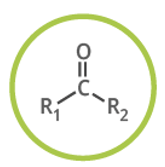 <p>(-one), carbonyl compound, ex. propanone (PRO-pan-own)</p>