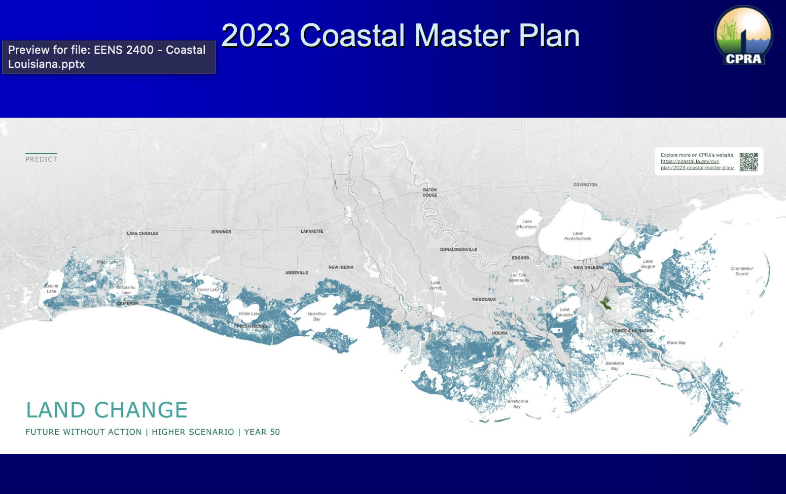 <p>the front is with action, the back is without action. Coastal Master Plan does what for us?</p>