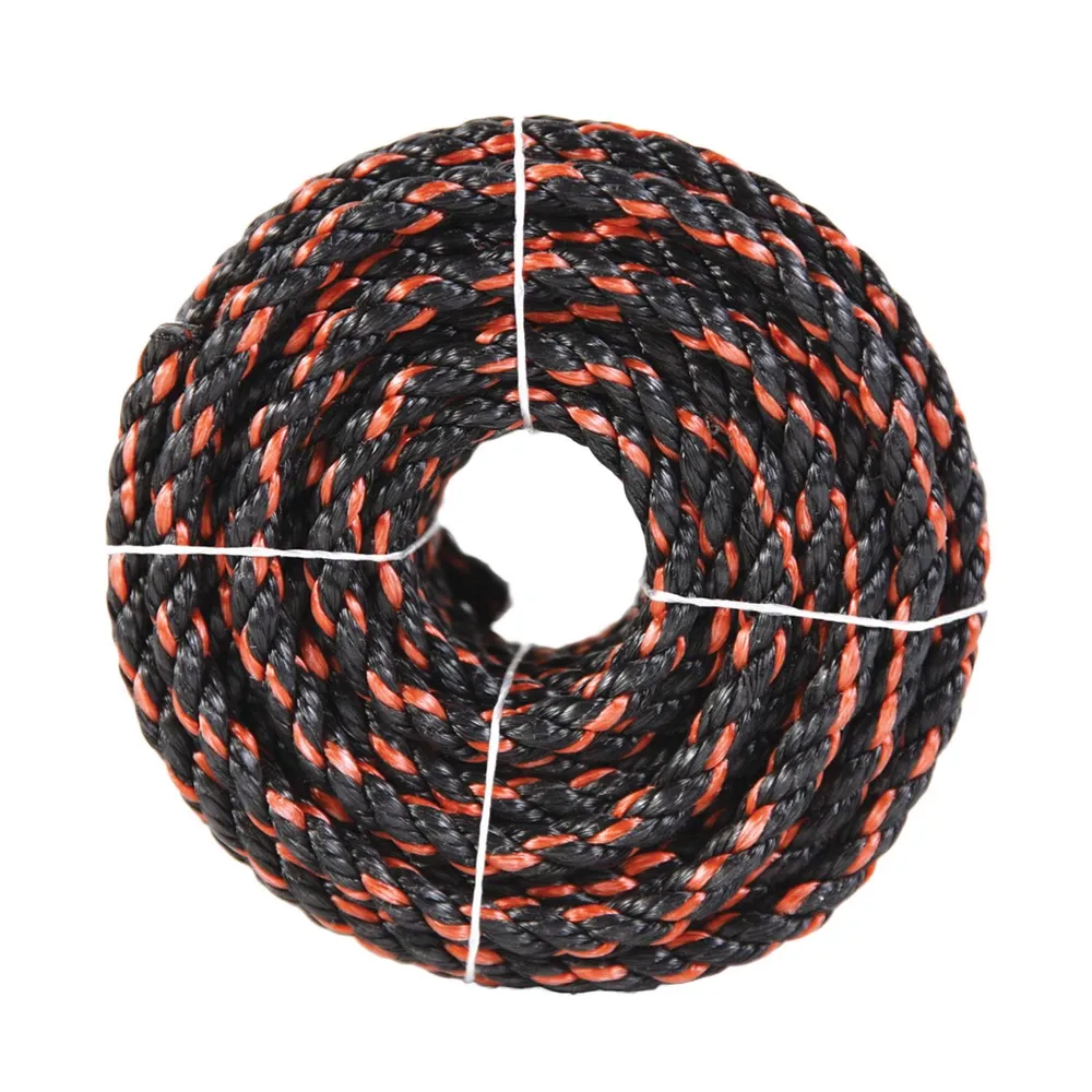<p>Synthetic rope that melts near heat, commonly called trucker’s rope, typically black with orange stripe, used for light to medium tie-downs.</p>