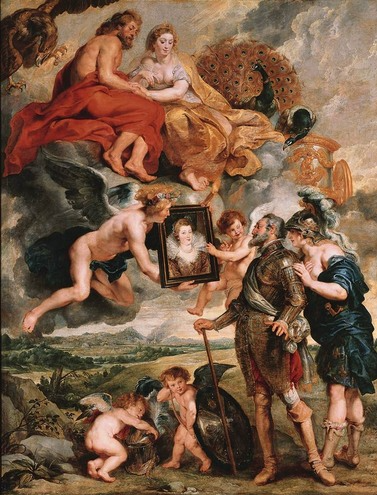<p>Which of the following is an aspect of the work shown that is characteristic of the Baroque style of Peter Paul Rubens?</p>
<p>A</p>
<p>The use of hierarchical scale</p>
<p>B</p>
<p>The use of a diagonal composition</p>
<p>C</p>
<p>The use of a flattened pictorial plane</p>
<p>D</p>
<p>The use of expressively distorted figures</p>
