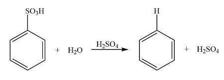 <p>Reagents - Concentrated H<sub>2</sub>SO<sub>4</sub></p><p>Conditions - Heat under reflux</p><p>Electrophile - SO<sub>3</sub>H<sup>+</sup></p>