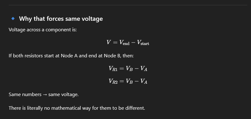 <p>All points connected by a plain wire have the <strong>same voltage</strong>.</p>