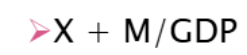 <p><span style="background-color: inherit; line-height: 19.55px; color: windowtext;"><strong>Trade-to-GDP ratio:</strong> indicator of the relative importance of international trade in the economy of a country/its openness to trade → expressed as a percentage</span><span style="line-height: 19.55px; color: windowtext;"> </span></p><p class="Paragraph SCXO73132413 BCX0" style="text-align: left;"></p><p class="Paragraph SCXO73132413 BCX0" style="text-align: left;"><span style="background-color: inherit; line-height: 19.55px; color: windowtext;">It is calculated by dividing aggregate value of imports and exports over a period by GDP for the same period</span><span style="line-height: 19.55px; color: windowtext;"> </span><span style="line-height: 20.7px; color: windowtext;"><br> </span></p>