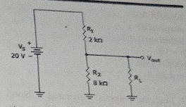 <p>If the load in the given circuit is 120 kΩ, what is the loaded output voltage?</p>