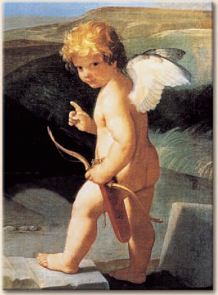 <p>A plump, naked little boy, often winged.</p>