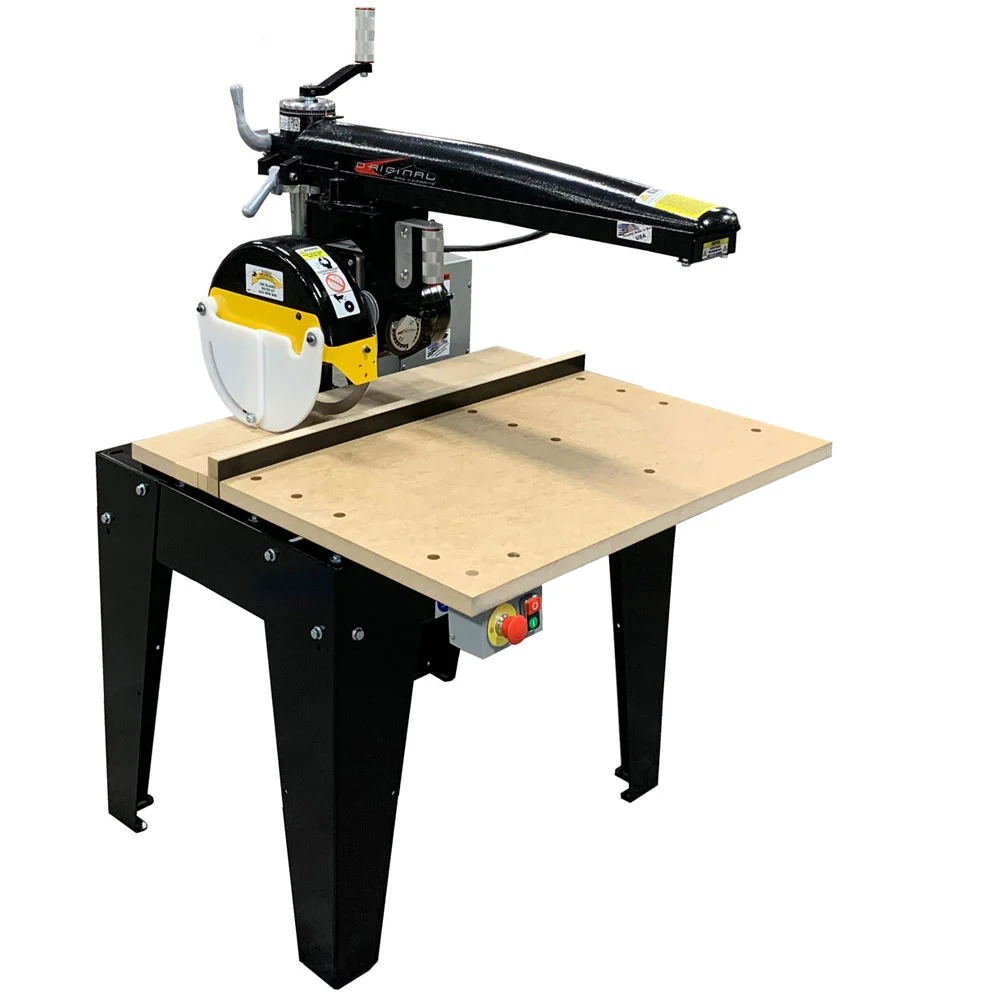 <p>Versatile woodworking saw with sliding arm, used for crosscuts, rip cuts, and compound angled cuts.</p>