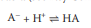 <p>the main form of auxin, indole-3-acetic acid, is a weak acid. When the pH is low, this reaction is driven to the right, and HA (non-ionized auxin) is the predominant form. When the pH is higher, there is more A- (ionized auxin)</p>