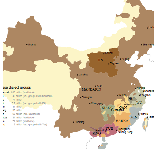 <p>northern China, esp. in the historical region of Jin</p><p>border of four provinces and meeting point of three dialect regions</p>