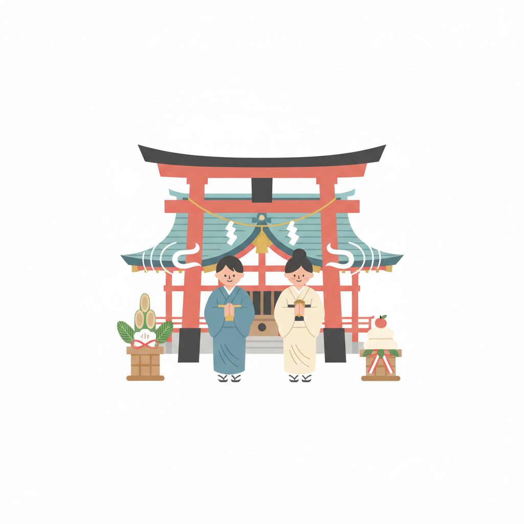 <p>đi lễ đền chùa ngày đầu năm<br><br>おしょうがつにはつもうでにいきます。</p>