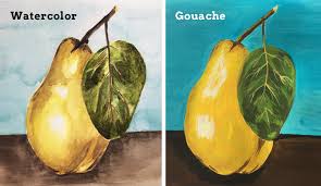 <p>Which characteristic BEST distinguishes watercolor from gouache?</p>