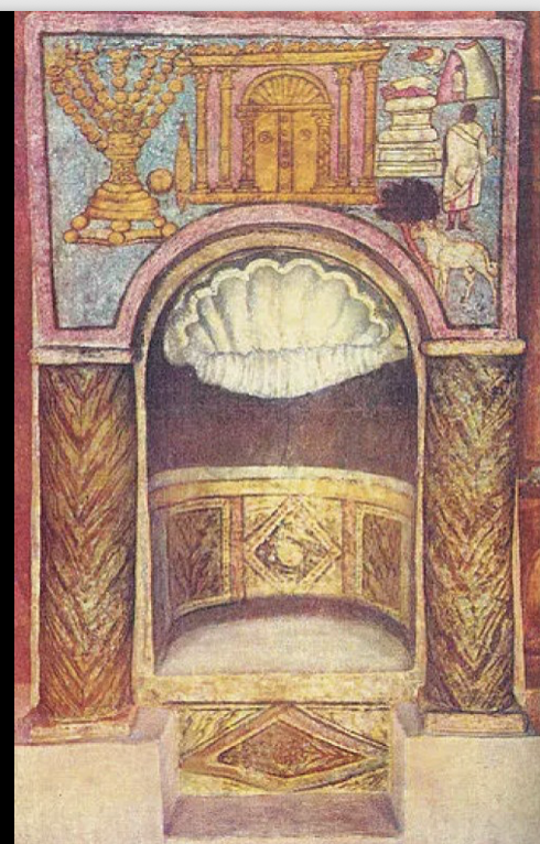 <p>Fresco above the aedicula from the west wall of the synagogue</p>