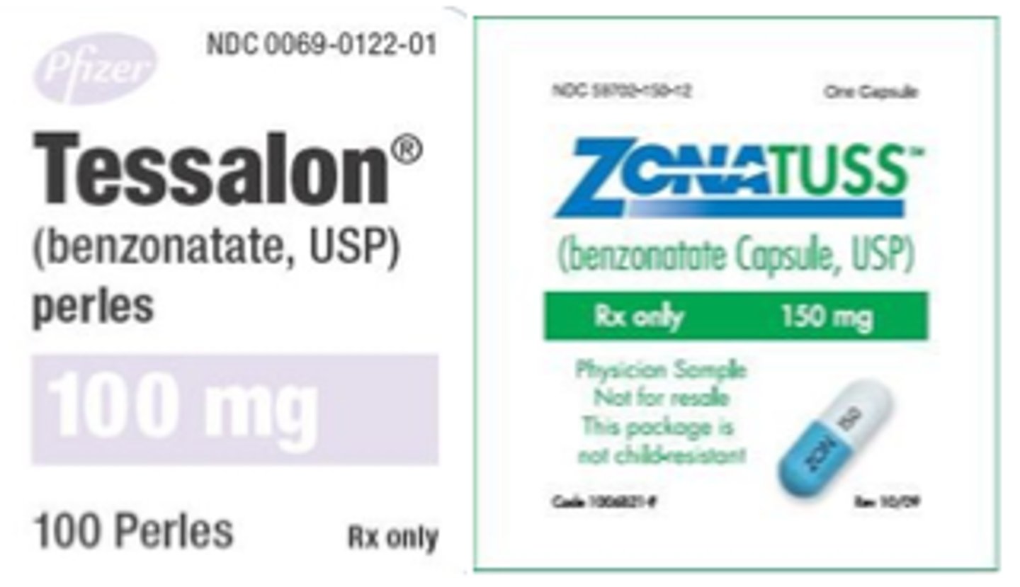 <p>Generic Name: Benzonatate</p><p>Therapeutic Class: Antitussive</p><p>Indication: Cough medicine</p>