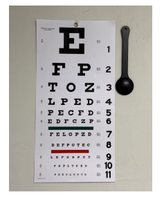 <ul><li><p>Hand pt black eye occluder and position pt to 20 ft away from eye chart</p><p></p></li><li><p>Ask pt to cover R, then L eye, with eye occluder while reading lowest line possible</p><p></p></li><li><p>0-1 letters wrong = pass; go to the line below it</p><p></p></li><li><p>>1 wrong fail; go to the line above it</p><p></p></li><li><p>Record the results from each eye (e.g., 20/20 R, 20/15 L, 20/20 both)</p><p></p></li><li><p>Finally, ask pt to read with both eyes</p></li></ul><p></p>