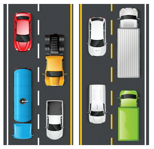 <p>White & yellow lines. </p>