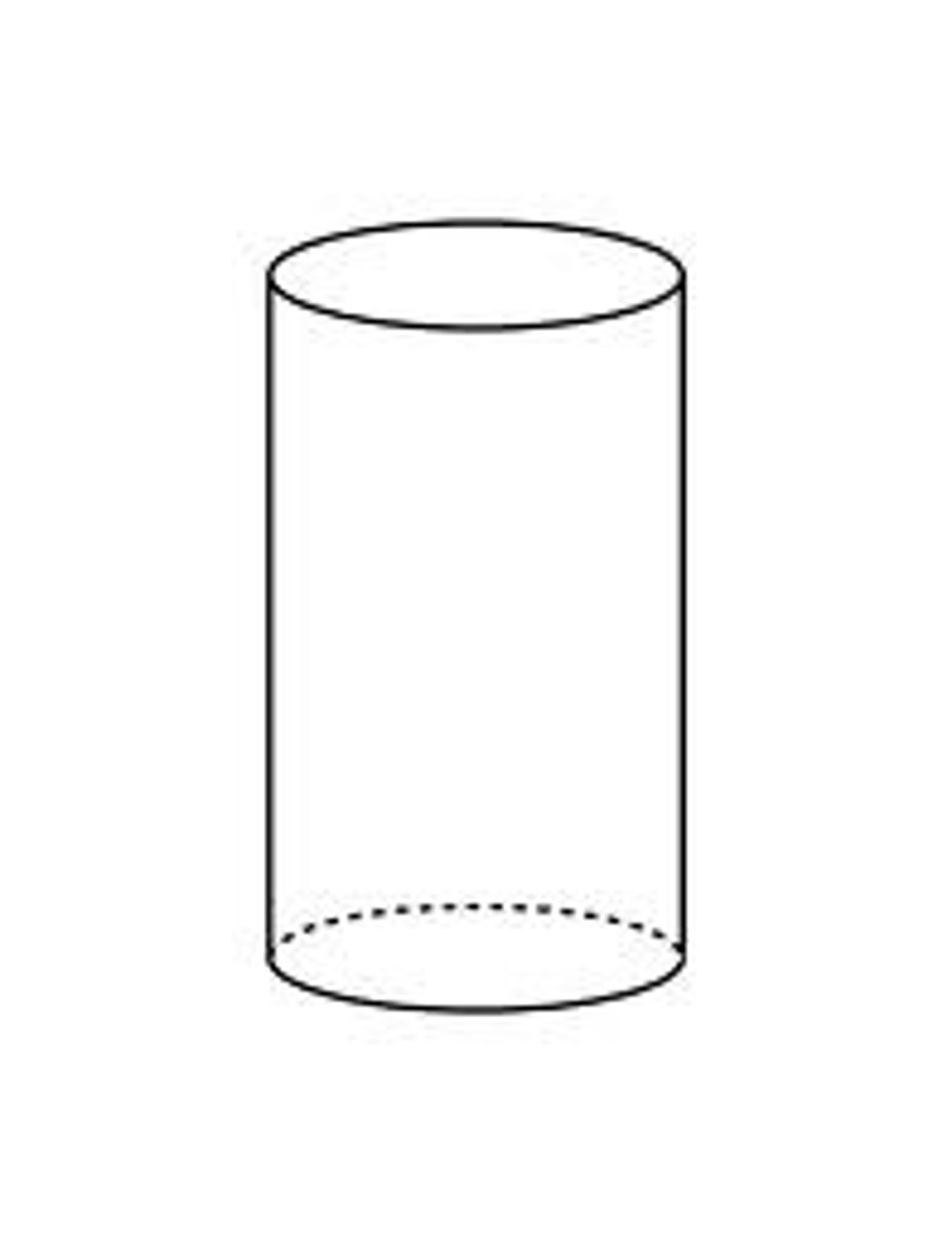 <p>A solid figure with 2 circular bases and a curved surface</p>