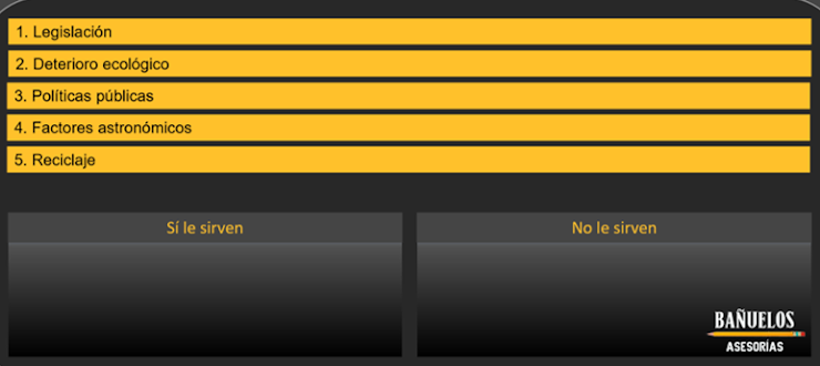 <p><span><span>2. Arturo necesita presentar una tarea sobre las medidas del cuidado al ambiente para aprobar su trabajo final.</span></span></p><p><span><span>Enlista los temas que le pueden servir para su investigación.</span></span></p>