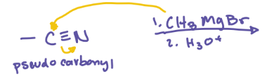 <p>-CN + Grignard Reagent/H3O+</p>