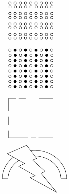 <p><strong>Proximity</strong>: objects close to one another appear to form groups </p><p><strong>Similarity</strong>: objects similar to one another appear to form groups </p><p><strong>Closure</strong>: tendency to see objects as closed forms, therefore see elements as linked despite gaps </p><p><strong>Continuity</strong>: tendency to see segments as part of a continuous (but partly obscured) object</p><p><strong>Common Fate</strong>: of moving objects, e.g. leaves of a tree in the wind</p>