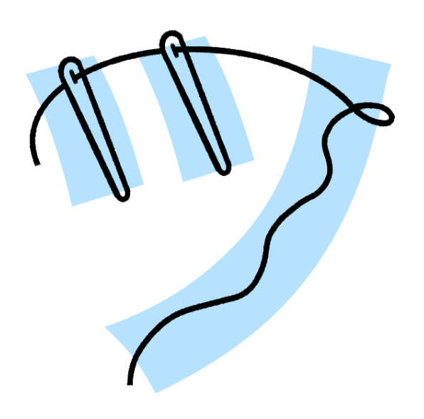 <p>“Tsu” → two needles and a thread → NEEDLES VERTICAL!!!!</p>