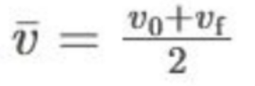 <p>average velocity = ( initial velocity + velocity x time ) / 2</p>