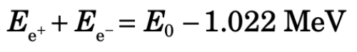 <p>A photon <strong>annihilates near a nucleus</strong> and produces a <strong>positron-electron pair. </strong>This requires 2m<sub>e</sub>c<sup>2</sup> to create the pair, so there is a threshold at 1.022 MeV.</p>