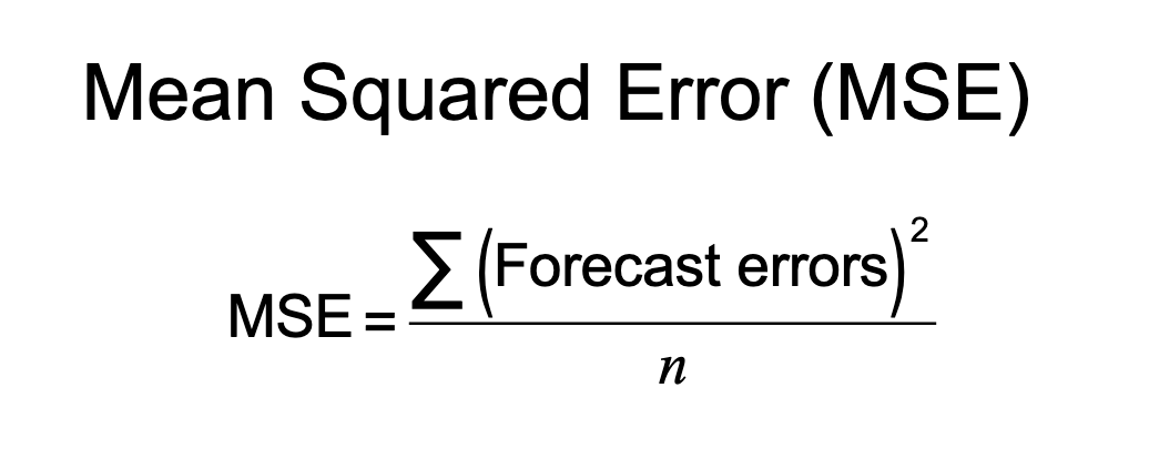<p>The average of the squared differences between the forecast and observed values </p>