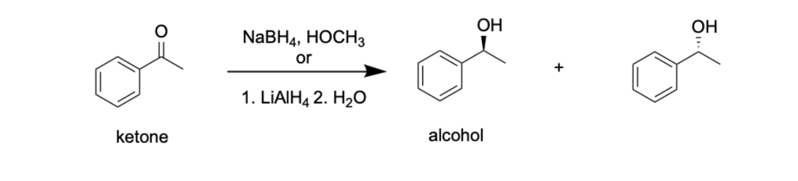 <p><strong>Ketones → 2° Alcohol</strong></p>