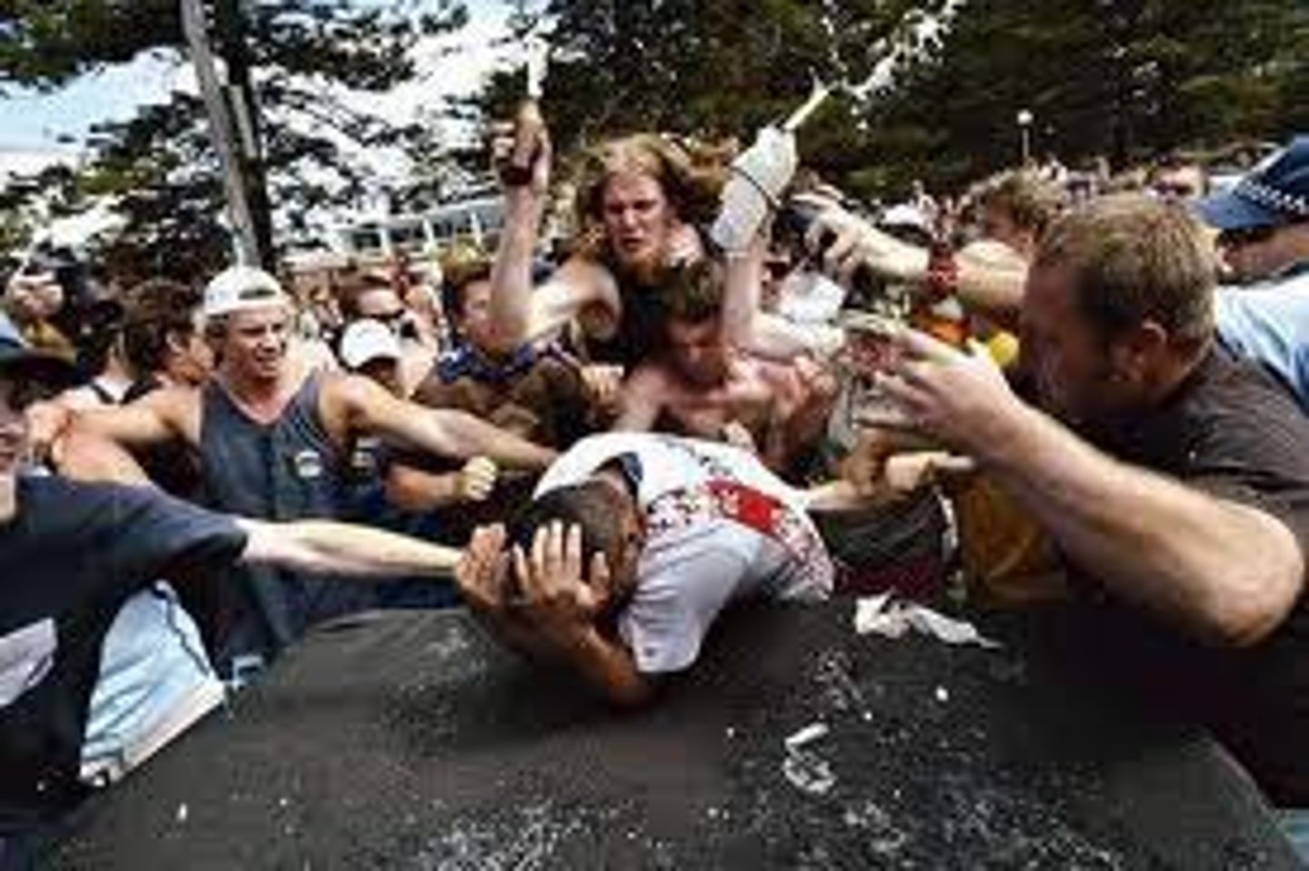 <p>The loss of self-awareness and self-restraint occurring in group situations that foster arousal and anonymity. (Mob Mentality)</p>