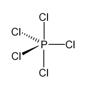 <ul><li><p>trigonal bipyramidal </p></li><li><p>5 bonding pair, 0 lone pair, 120° and 90° bond angle</p></li></ul><p></p>