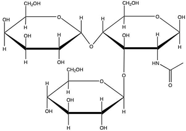 <p><span>What glycosidic bonds are seen in the following portion of an N-linked oligosaccharide? Abbreviations: galactose: Gal; glucose: Glu; N-acetylglucosamine: NAG</span></p>