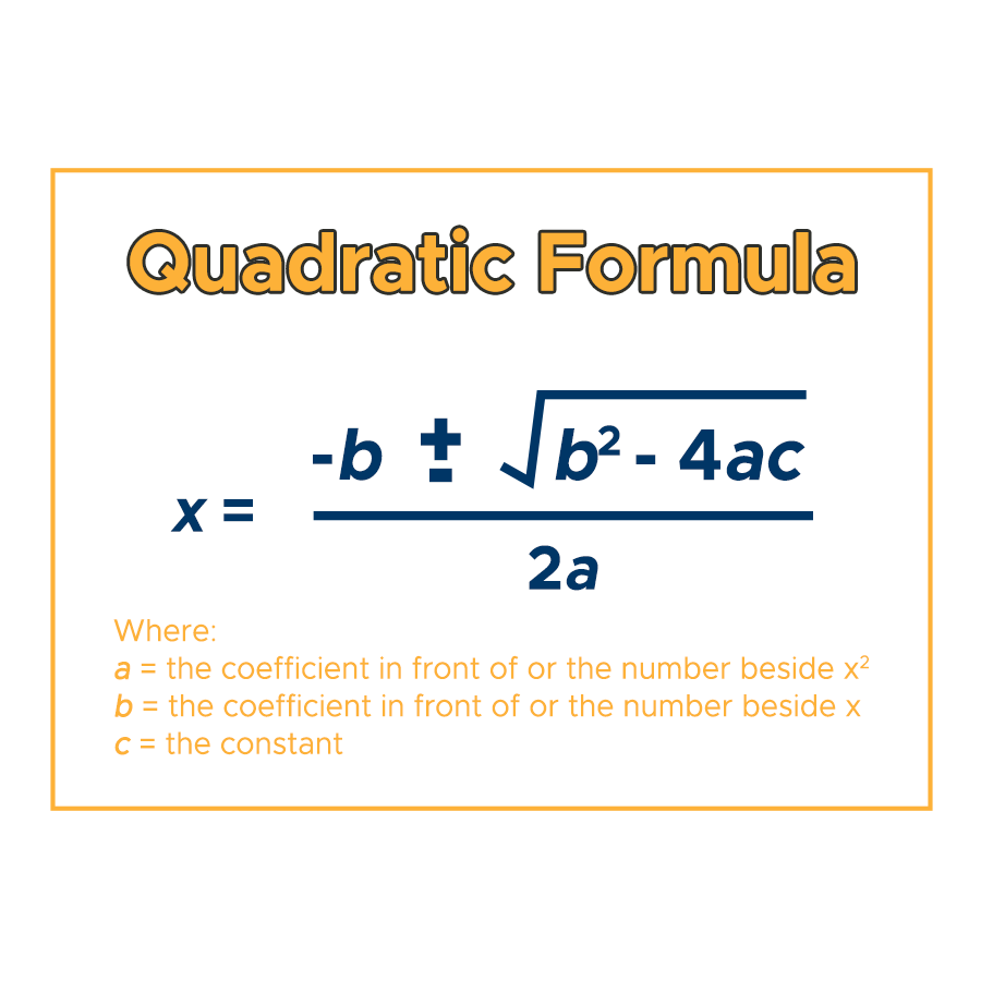 <p>x = (-b ± √(b² - 4ac)) / (2a)</p>
