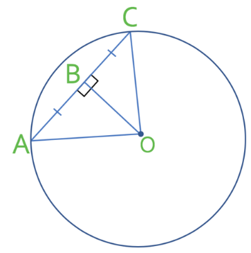 <p>if the length of the chord from A - B is 5cm, what is the length of the chord from B - C?</p>