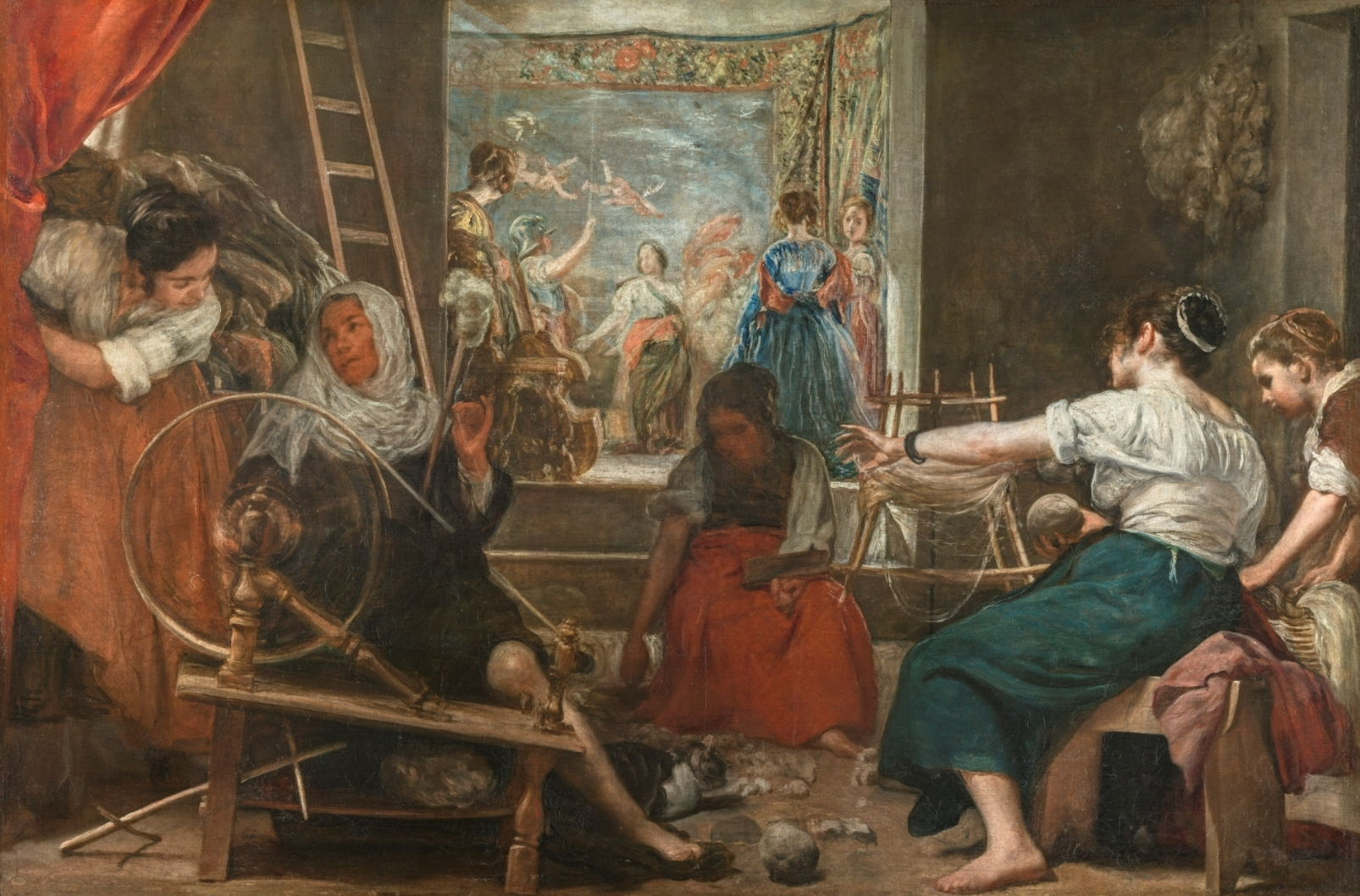 <p>Genre painting: (bodegón)</p><p class="MsoListParagraphCxSpFirst">-<span style="font-family: "Times New Roman"; line-height: normal; font-size: 7pt;">&nbsp;&nbsp;&nbsp;&nbsp;&nbsp;&nbsp;&nbsp;&nbsp;&nbsp;&nbsp;&nbsp;&nbsp;&nbsp; </span>Naturalistic kitchen or tavern scenes with prominent still lifes</p><p class="MsoListParagraphCxSpLast">-<span style="font-family: "Times New Roman"; line-height: normal; font-size: 7pt;">&nbsp;&nbsp;&nbsp;&nbsp;&nbsp;&nbsp;&nbsp;&nbsp;&nbsp;&nbsp;&nbsp;&nbsp;&nbsp; </span>A demonstration of young Velázquez’s skill</p><p class="MsoListParagraphCxSpLast"></p><p>-<span style="font-family: "Times New Roman"; line-height: normal; font-size: 7pt;">&nbsp;&nbsp;&nbsp;&nbsp;&nbsp;&nbsp;&nbsp;&nbsp;&nbsp;&nbsp;&nbsp;&nbsp;&nbsp; (</span>Velazquez, <em>The Spinners</em>,) Interesting is that looks like a genre scene in the front (domestic scene → Genre) Portrait is one genre, religious painting is one genre, mythological scenes is one genre.</p>