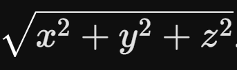 <p>Distance between the origin and a point </p>