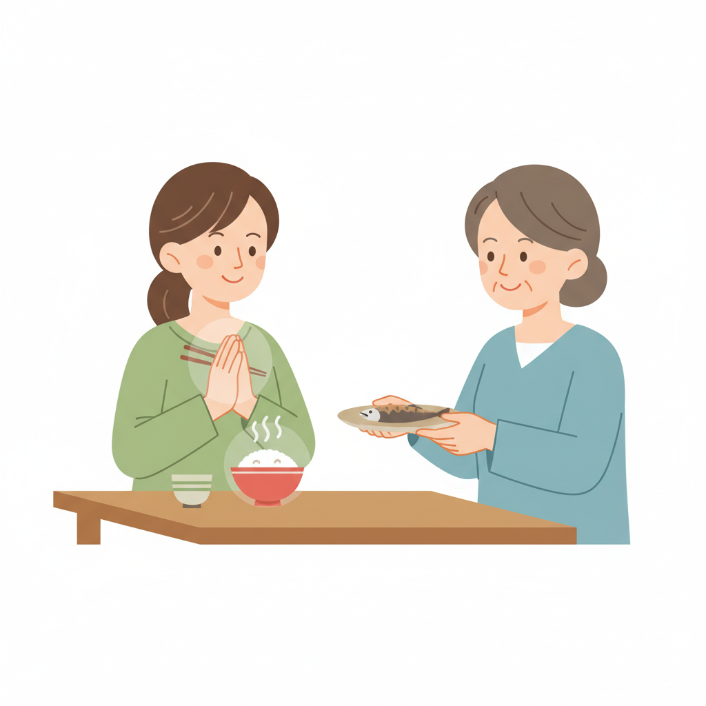<p>Tôi xin. (dùng để nói trước khi ăn, uống hoặc nhận đồ từ người khác)<br><br>ごはんのまえに、いただきます。</p>