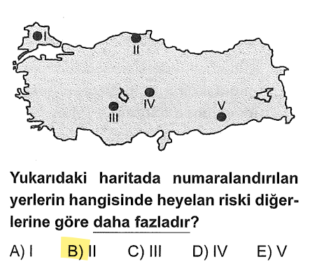 <p>II numaralı bölge <strong>Doğu Karadeniz</strong> (Rize-Trabzon tarafları). Burası hem çok eğimli hem de çok yağış aldığı için Türkiye'de heyelanın 1 numaralı merkezidir.</p>