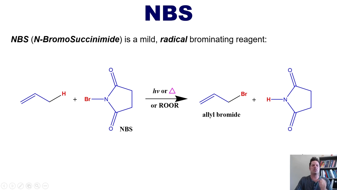 <p>NBS adds a single bromine to the carbon that’s <strong>one position away</strong> from the double bond. </p>