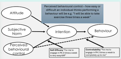 <p>That a person's intention to perform a behaviour is the primary determinant of whether they will do it.</p><p><span>Assumptions:</span></p><ul><li><p><span>Human behaviour under the voluntary control of the individual</span></p></li><li><p><span>People think about the consequences and implications of their actions behaviour the decide whether or not to do something</span></p></li><li><p><span>Therefore intention must be highly correlated with behaviour</span></p></li></ul><p></p>