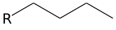 <p>Non-Hydrogen Group connected to 3 CH2 groups, which are then connected to a CH3 group.</p>