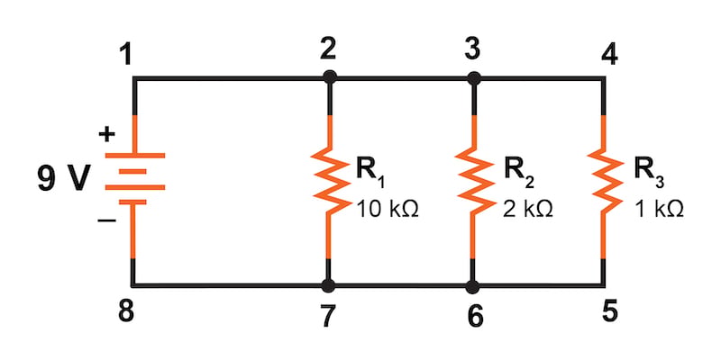 <p>a type of circuit where the loads are placed across the same voltage constituting a separate circuit. also known as multiple connection</p>