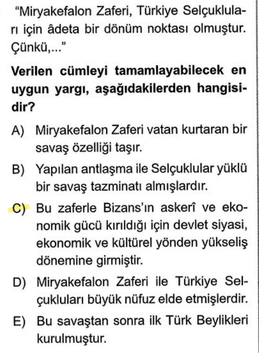 <p>Miryakefalon Savaşı ile Anadolu'nun Türk yurdu olduğu kesinleşmiştir. Bizans'ın Türkleri Anadolu'dan atma ümidi tamamen sona ermiş ve savunmaya çekilmiştir.</p>