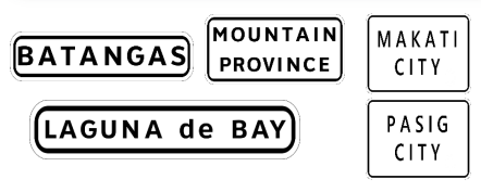<p>Town Names and Geographical Feature Signs</p>
